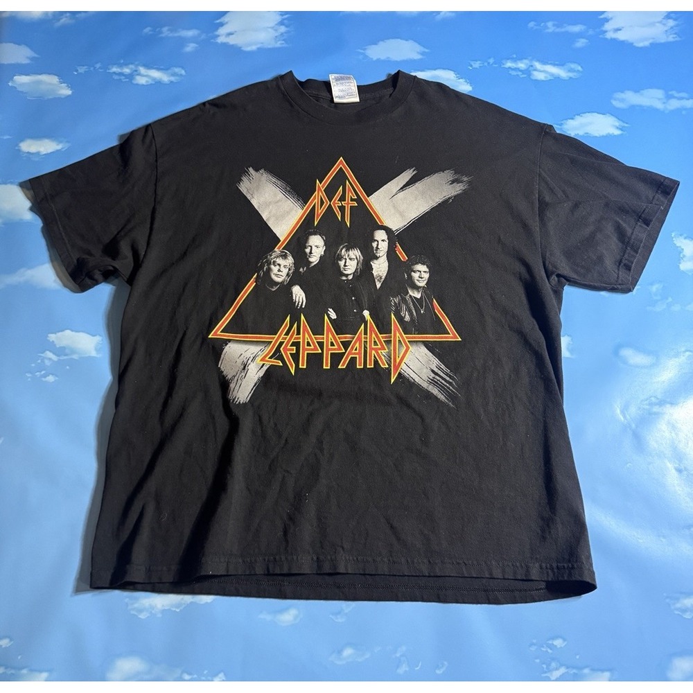 Vintage 2002 Def Leppard Tour T Shirt Band Heavy Metal Black 2XL Y2K